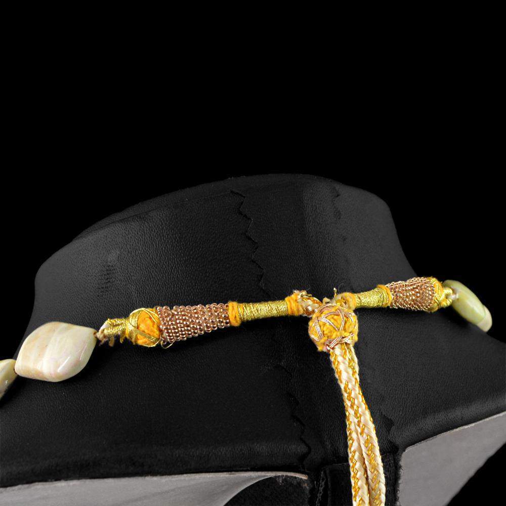 gemsmore:Natural Pistachio Jasper Necklace Untreated Beads