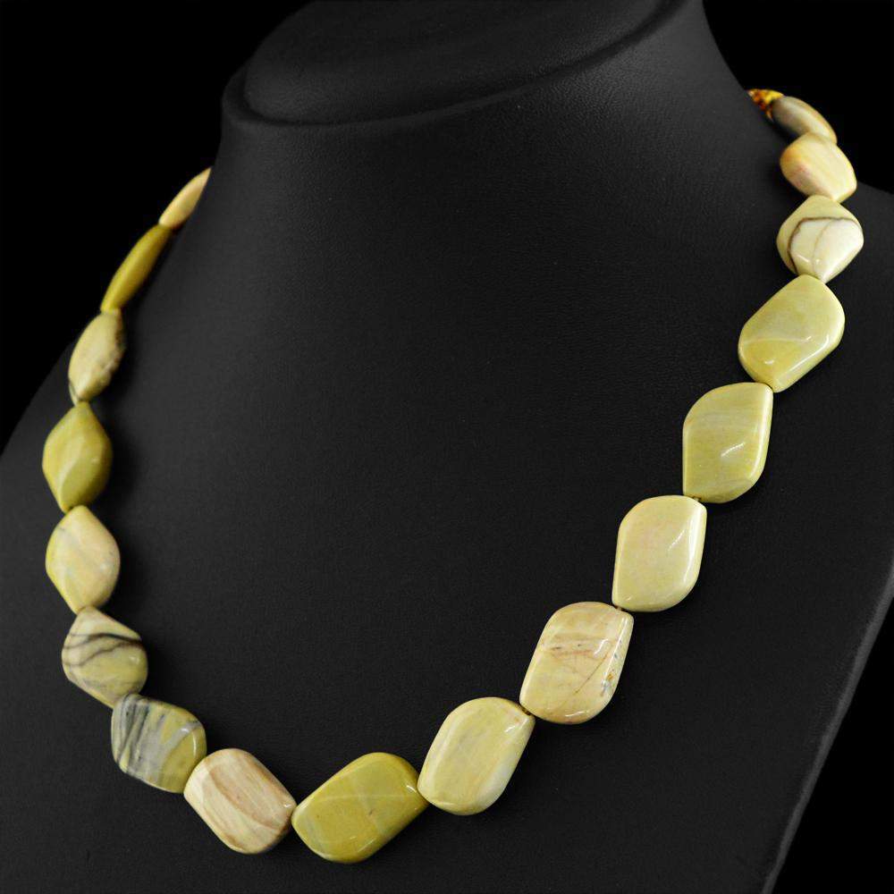 gemsmore:Natural Pistachio Jasper Necklace Untreated Beads