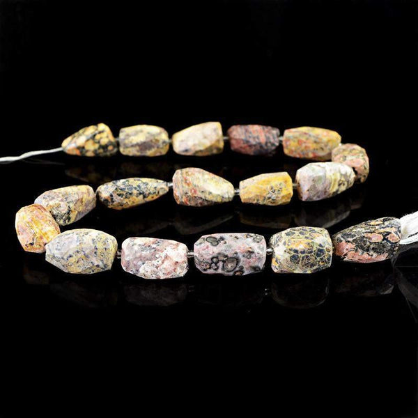 gemsmore:Natural Poppy Jasper Drilled Beads Strand