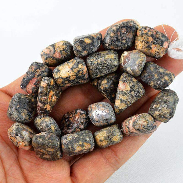 gemsmore:Natural Poppy Jasper Drilled Beads Strand