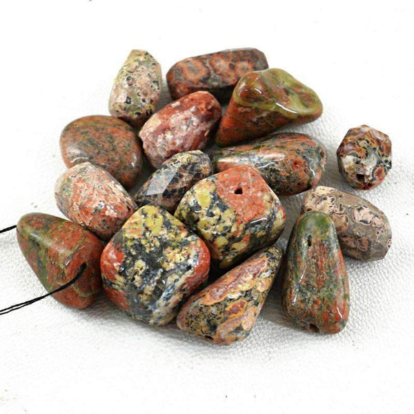 gemsmore:Natural Poppy Jasper Faceted Beads Lot - Drilled