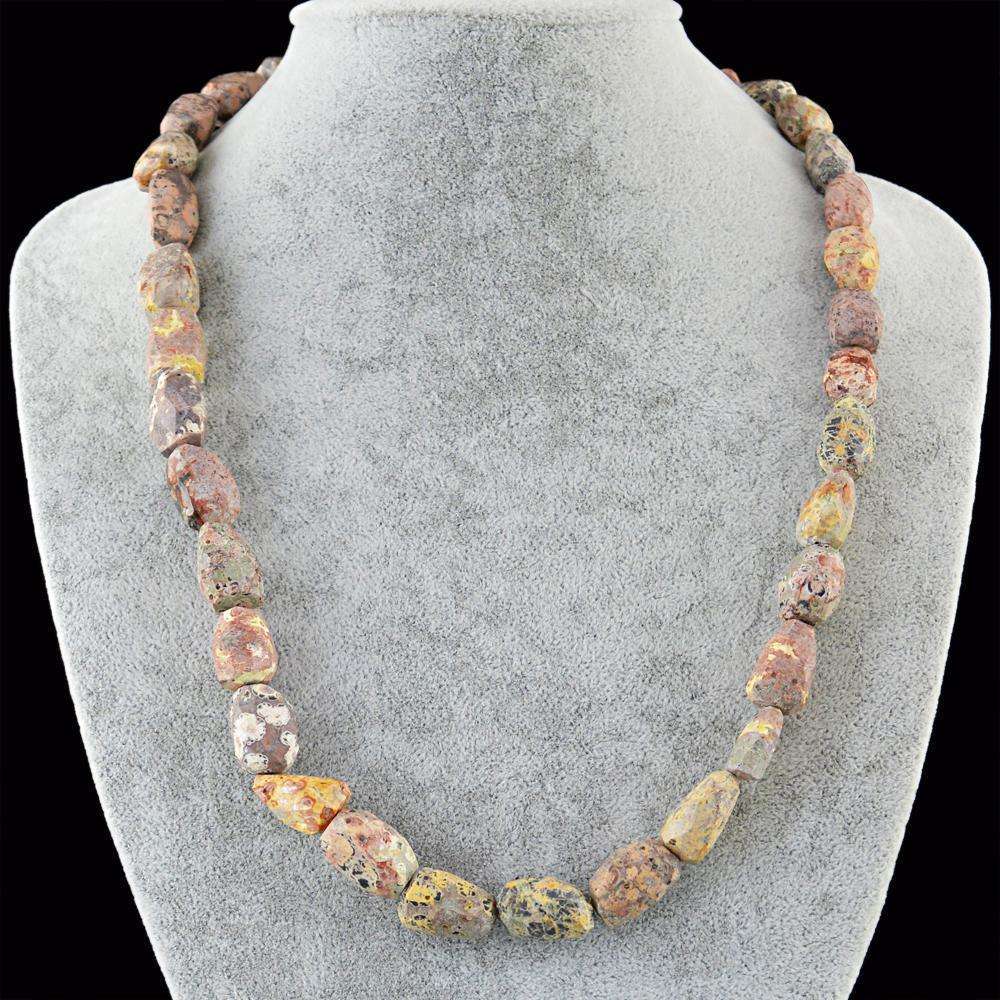 gemsmore:Natural Poppy Jasper Necklace 20 Inches Long Faceted Beads