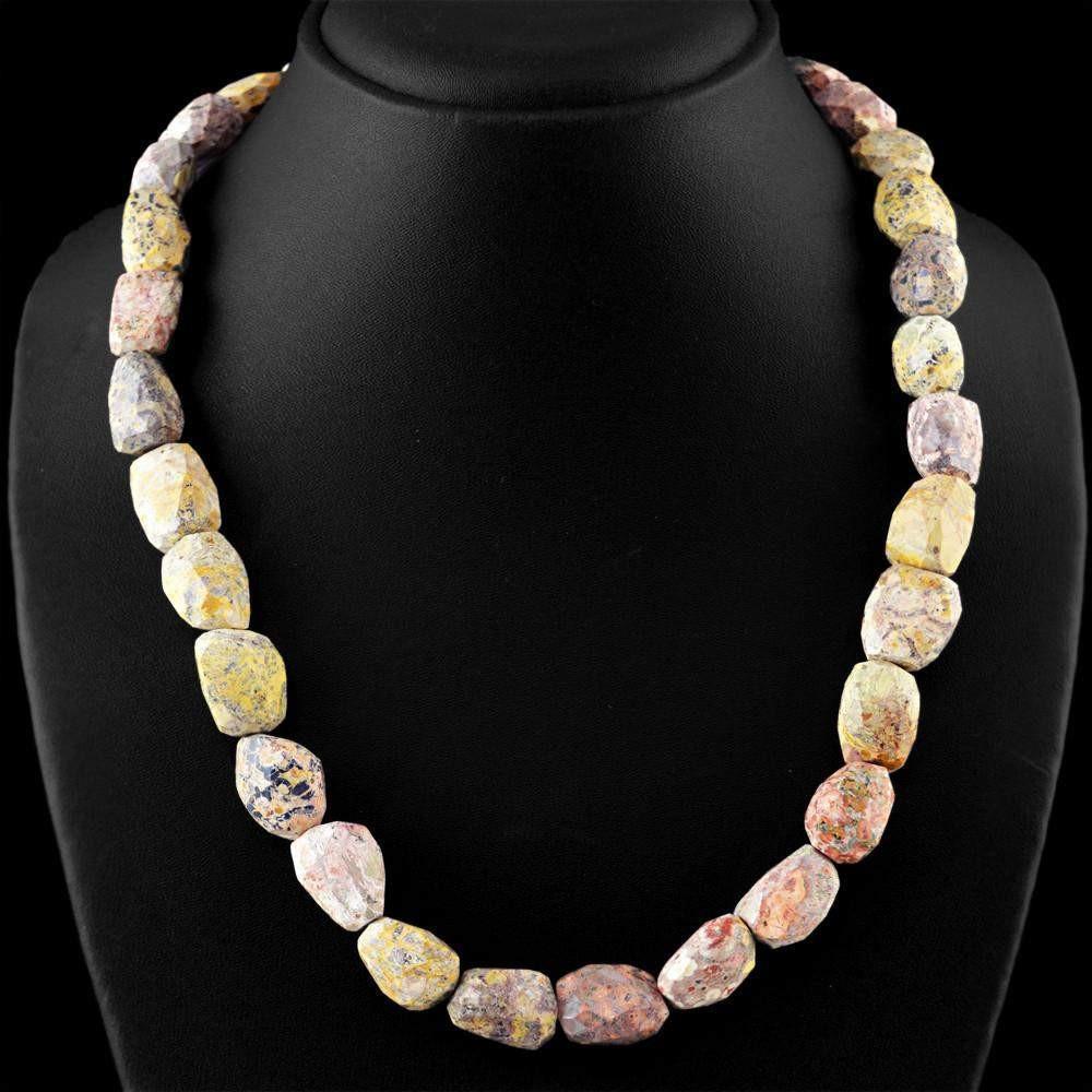 gemsmore:Natural Poppy Jasper Necklace Untreated Faceted Beads