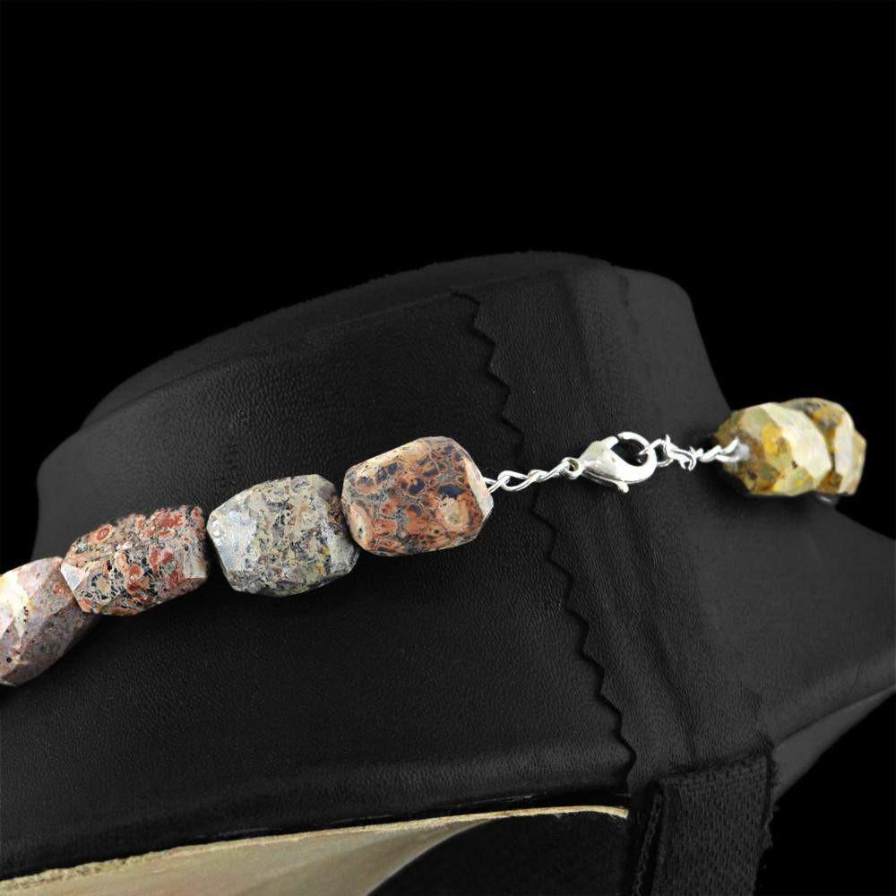 gemsmore:Natural Poppy Jasper Necklace Untreated Faceted Beads
