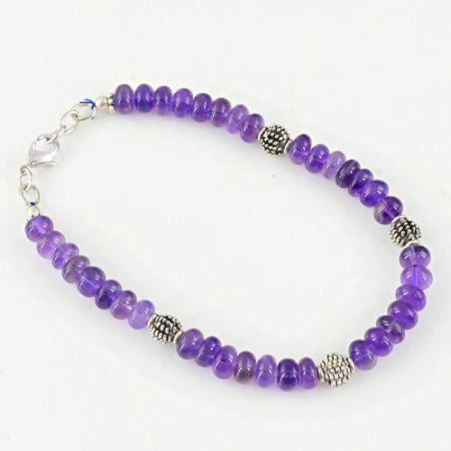 gemsmore:Natural Purple Amethyst Beads Bracelet