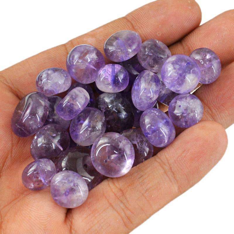 gemsmore:Natural Purple Amethyst Beads Lot Round Shape Drilled