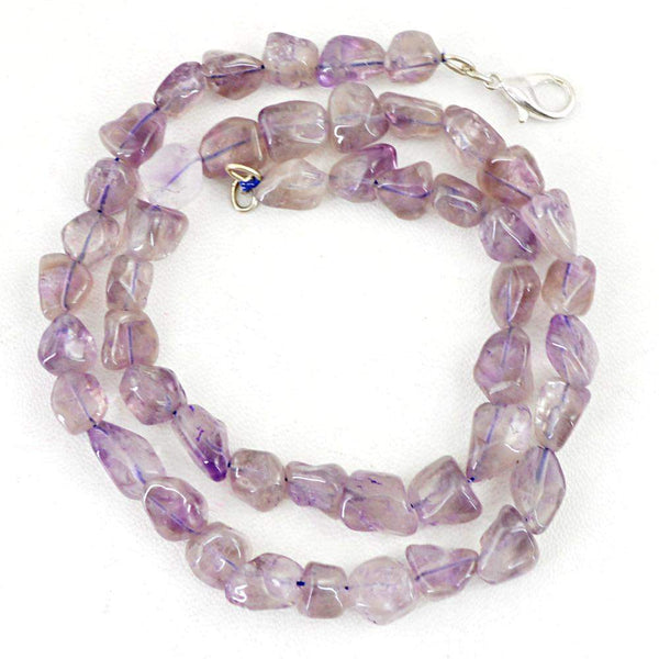 gemsmore:Natural Purple Amethyst Beads Necklace