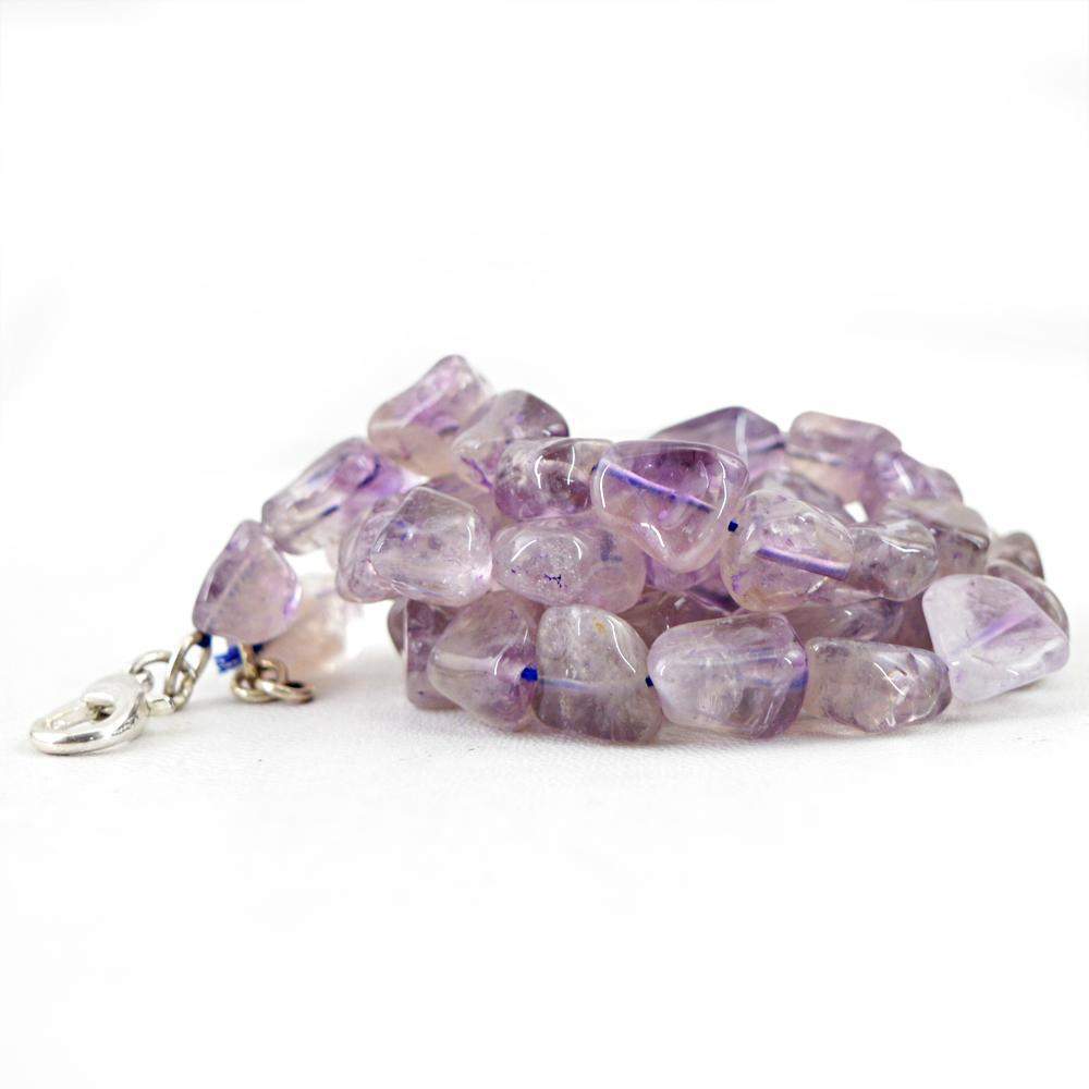 gemsmore:Natural Purple Amethyst Beads Necklace