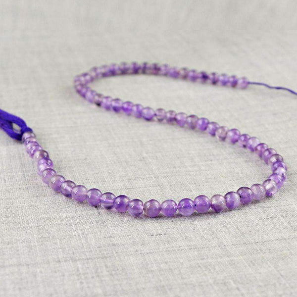 gemsmore:Natural Purple Amethyst Beads Strand - Drilled Round Shape
