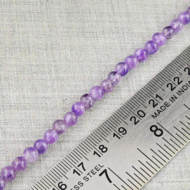 gemsmore:Natural Purple Amethyst Beads Strand - Drilled Round Shape