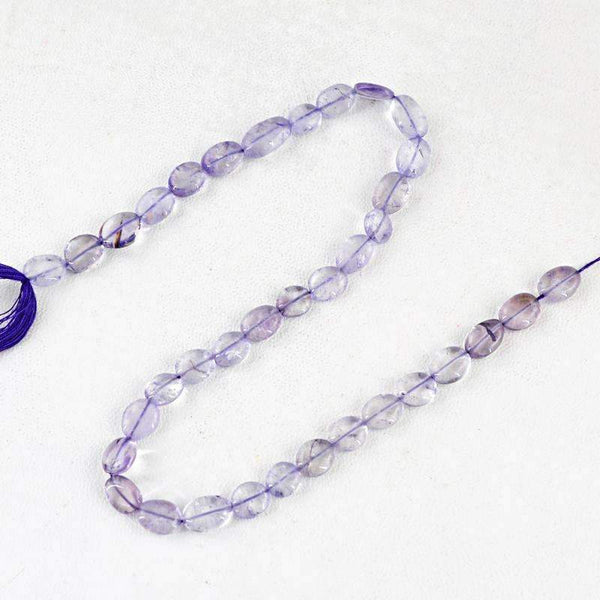 gemsmore:Natural Purple Amethyst Beads Strand - Oval Shape Drilled