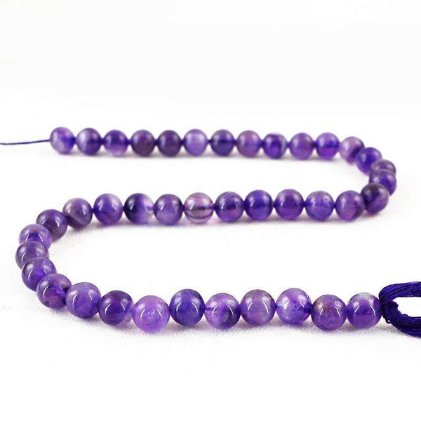 gemsmore:Natural Purple Amethyst Beads Strand - Round Shape Drilled