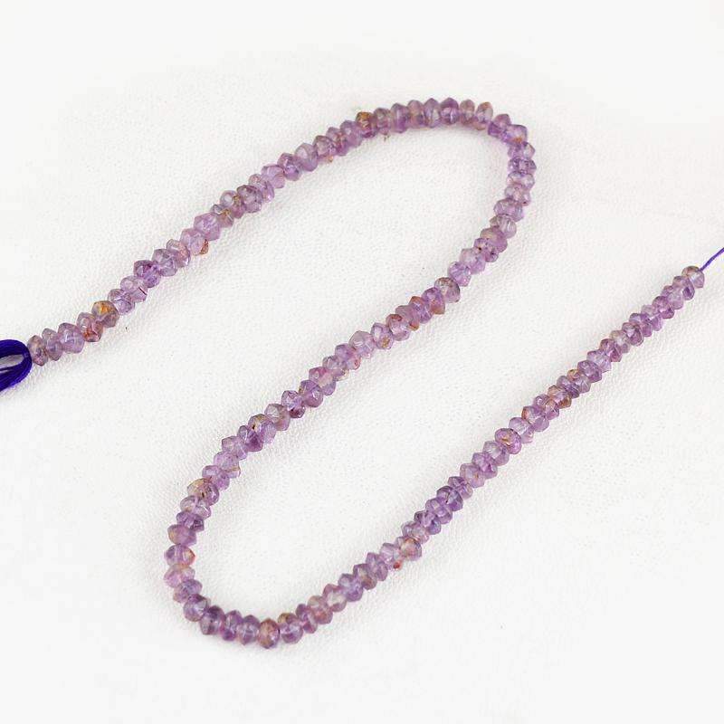 gemsmore:Natural Purple Amethyst Beads Strand Round Shape Faceted Drilled