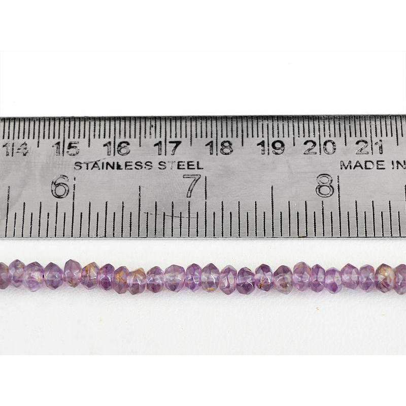 gemsmore:Natural Purple Amethyst Beads Strand Round Shape Faceted Drilled