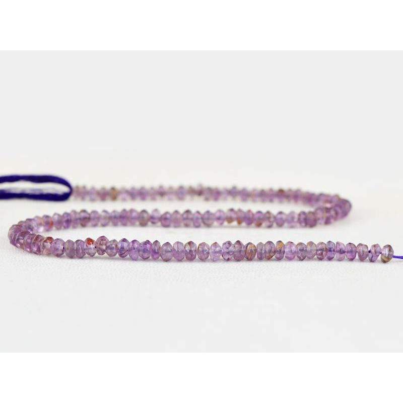 gemsmore:Natural Purple Amethyst Beads Strand Round Shape Faceted Drilled