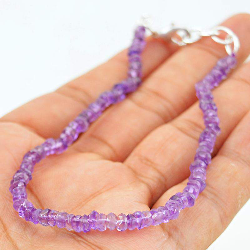 gemsmore:Natural Purple Amethyst Bracelet Faceted Beads