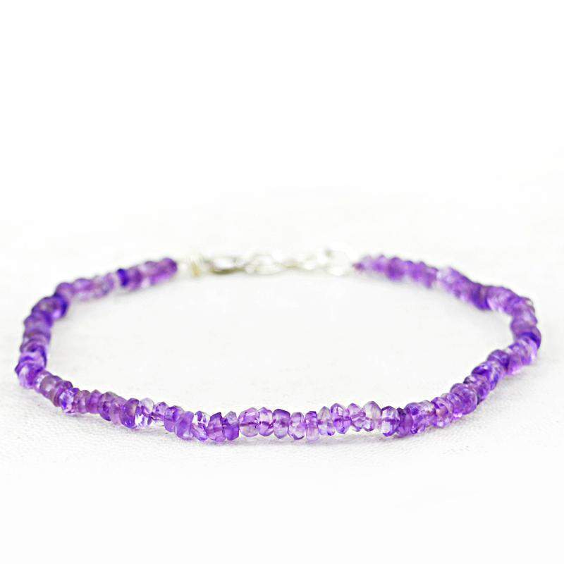 gemsmore:Natural Purple Amethyst Bracelet Faceted Beads