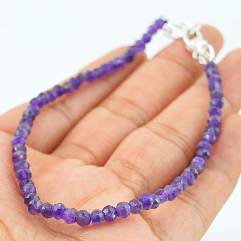 gemsmore:Natural Purple Amethyst Bracelet Faceted Beads