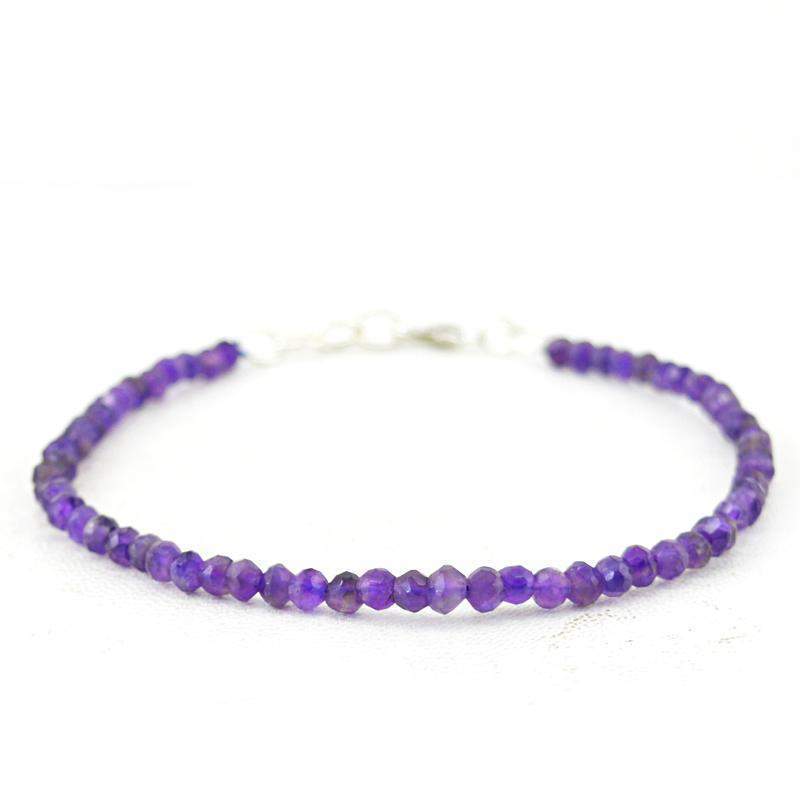 gemsmore:Natural Purple Amethyst Bracelet Faceted Beads