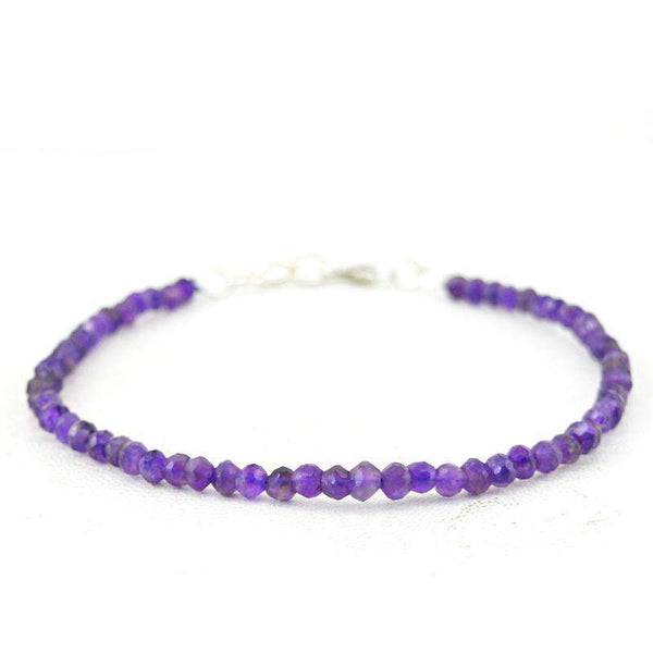 gemsmore:Natural Purple Amethyst Bracelet Faceted Beads