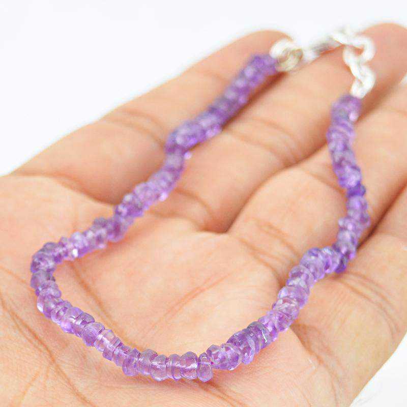 gemsmore:Natural Purple Amethyst Bracelet Faceted Beads