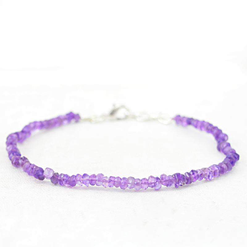 gemsmore:Natural Purple Amethyst Bracelet Faceted Beads