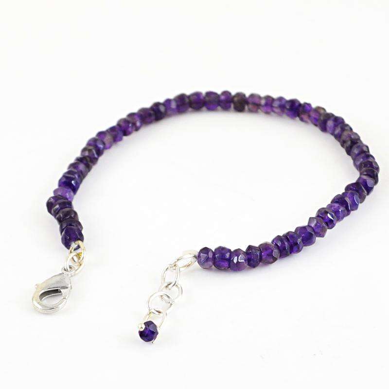 gemsmore:Natural Purple Amethyst Bracelet Faceted Round Shape Beads