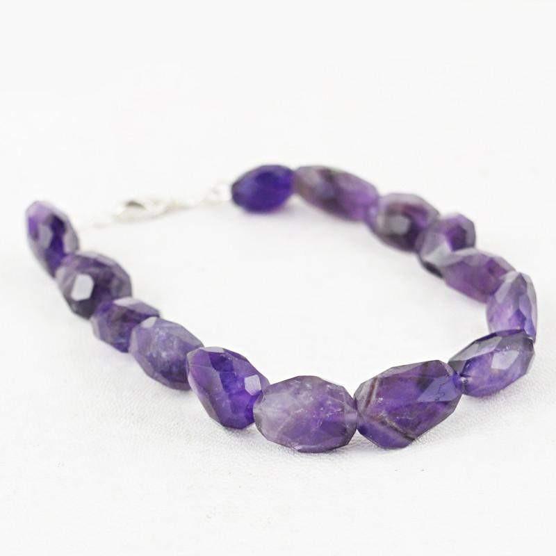 gemsmore:Natural Purple Amethyst Bracelet Faceted Untreated Beads