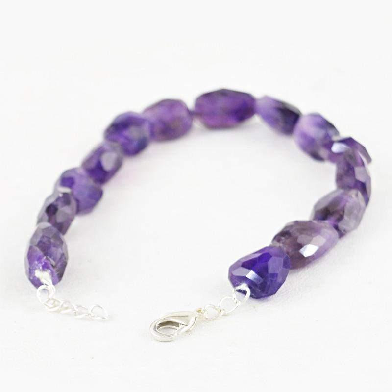 gemsmore:Natural Purple Amethyst Bracelet Faceted Untreated Beads