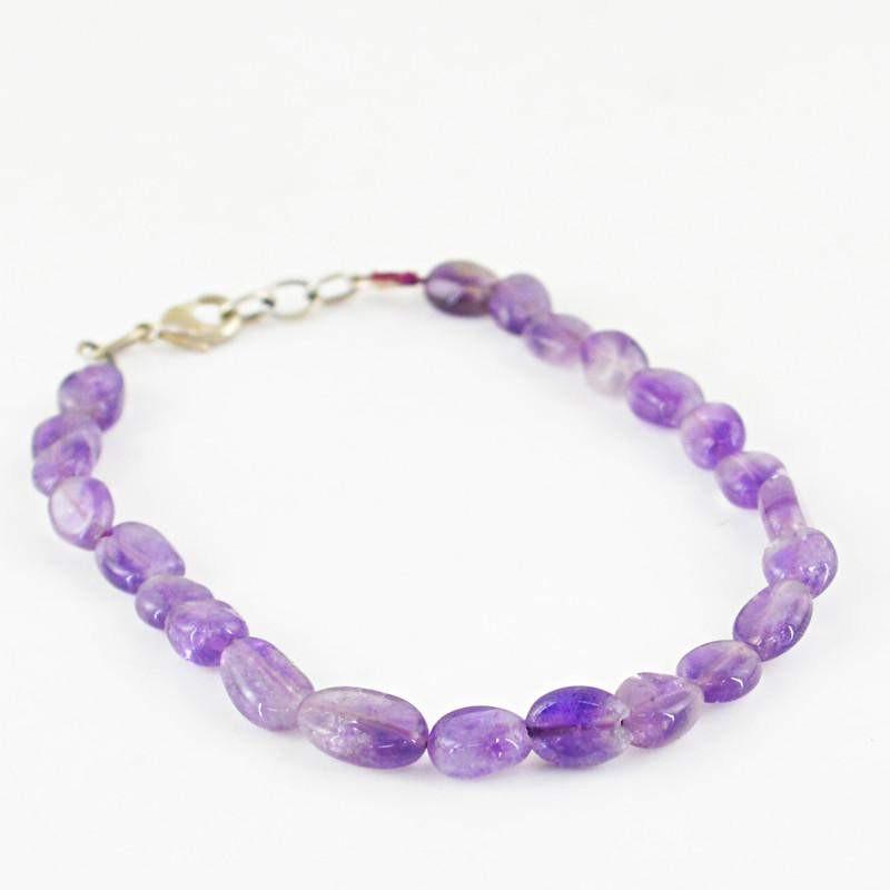 gemsmore:Natural Purple Amethyst Bracelet Oval Beads