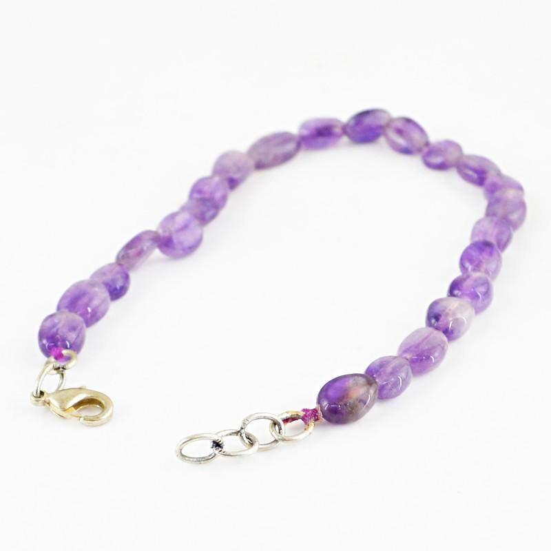 gemsmore:Natural Purple Amethyst Bracelet Oval Beads