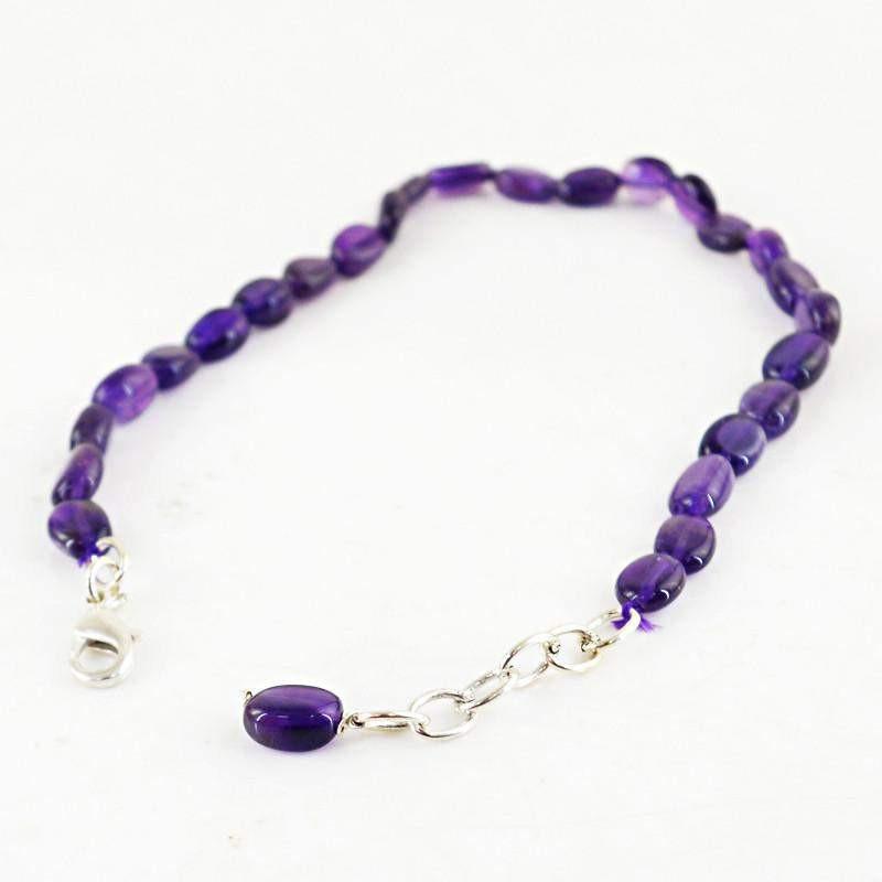 gemsmore:Natural Purple Amethyst Bracelet Oval Shape Beads