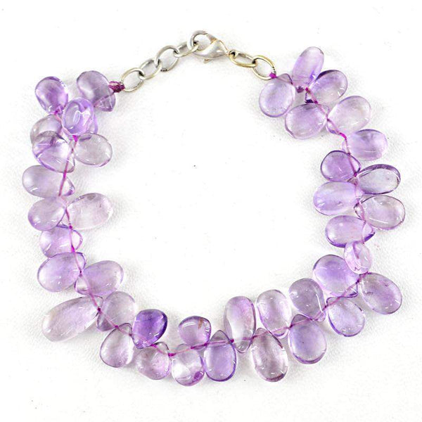 gemsmore:Natural Purple Amethyst Bracelet Pear Shape Beads