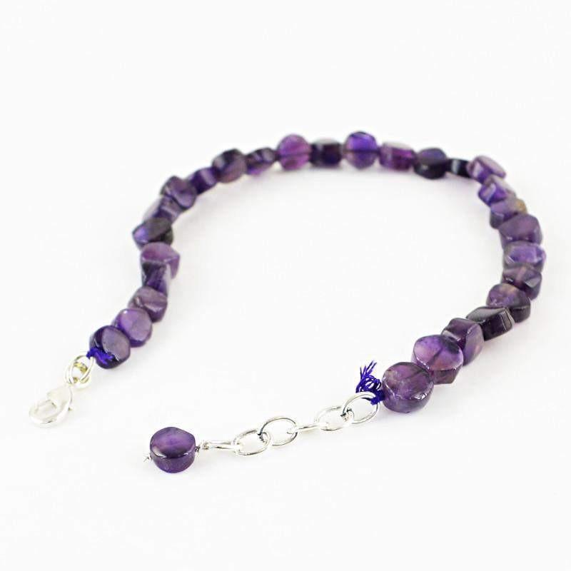 gemsmore:Natural Purple Amethyst Bracelet Round Beads