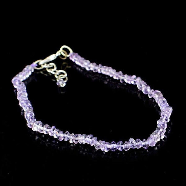 gemsmore:Natural Purple Amethyst Bracelet Round Shape Beads