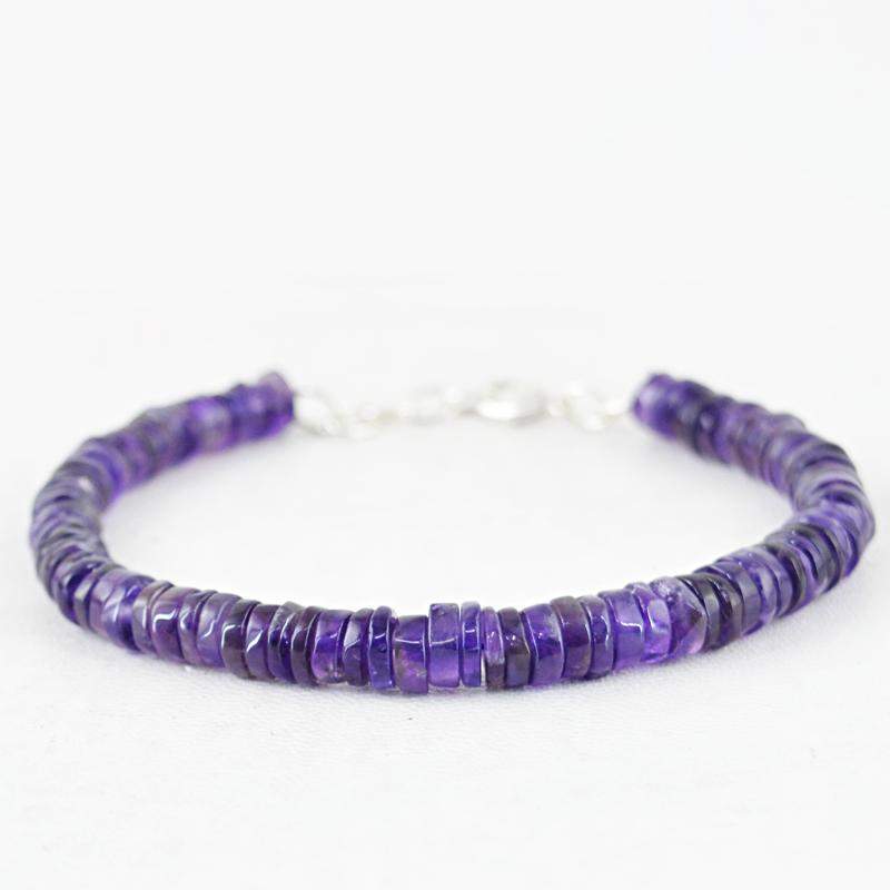 gemsmore:Natural Purple Amethyst Bracelet Round Shape Beads