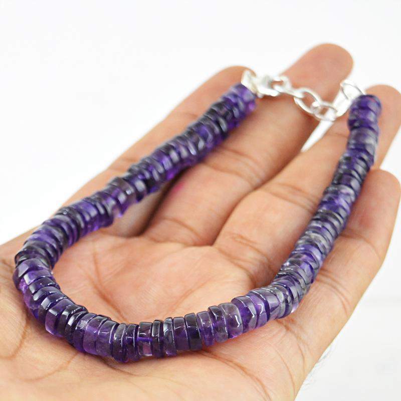 gemsmore:Natural Purple Amethyst Bracelet Round Shape Beads