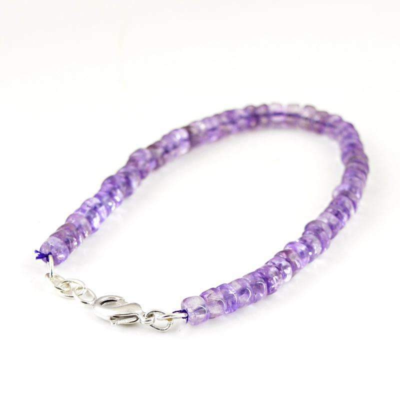 gemsmore:Natural Purple Amethyst Bracelet Round Shape Beads