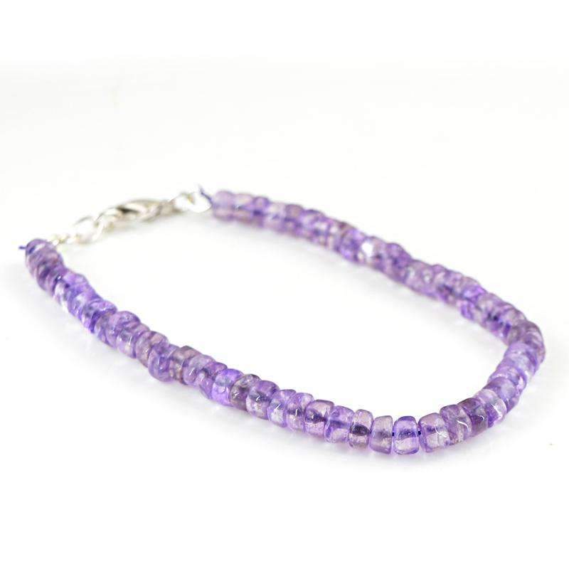 gemsmore:Natural Purple Amethyst Bracelet Round Shape Beads