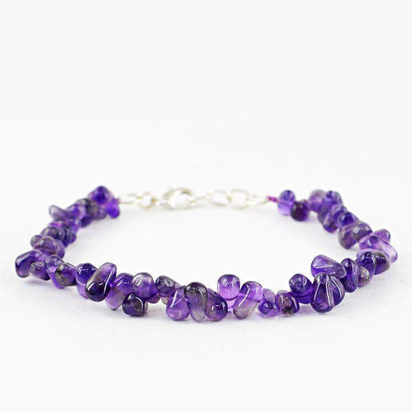 gemsmore:Natural Purple Amethyst Bracelet Tear Drop Beads