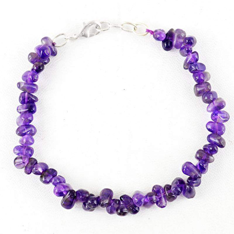 gemsmore:Natural Purple Amethyst Bracelet Tear Drop Beads