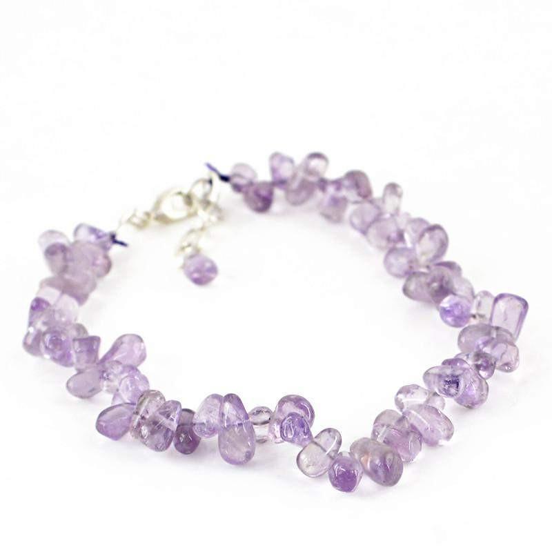 gemsmore:Natural Purple Amethyst Bracelet Tear Drop Unheated Beads