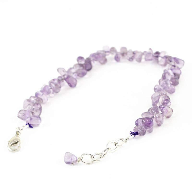 gemsmore:Natural Purple Amethyst Bracelet Tear Drop Unheated Beads