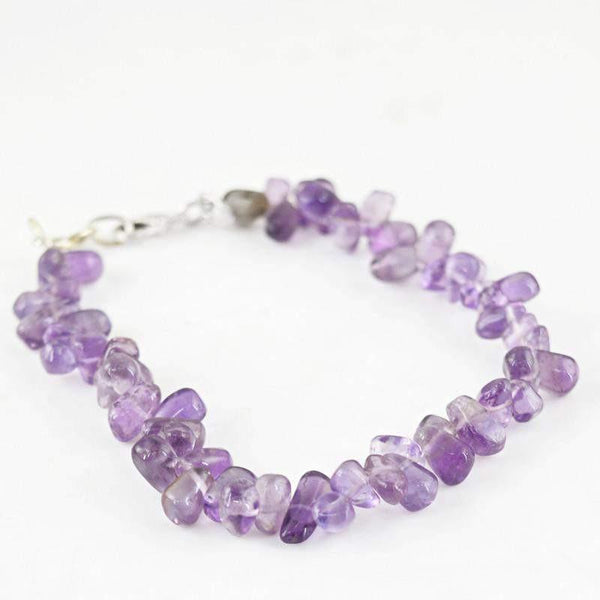 gemsmore:Natural Purple Amethyst Bracelet Unheated Tear Drop Beads