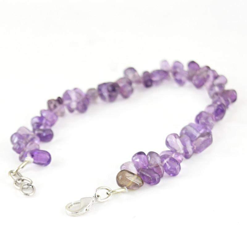 gemsmore:Natural Purple Amethyst Bracelet Unheated Tear Drop Beads