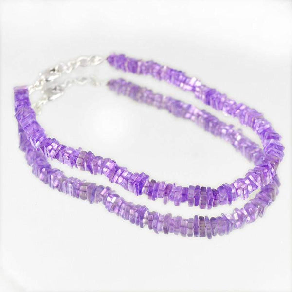 gemsmore:Natural Purple Amethyst Bracelet Untreated Beads