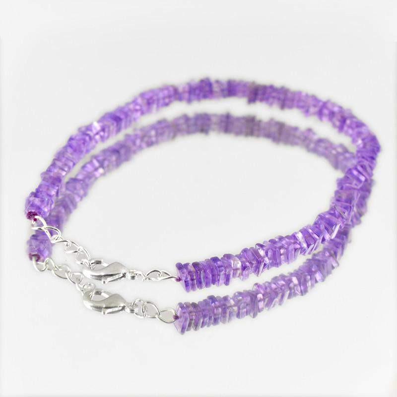 gemsmore:Natural Purple Amethyst Bracelet Untreated Beads