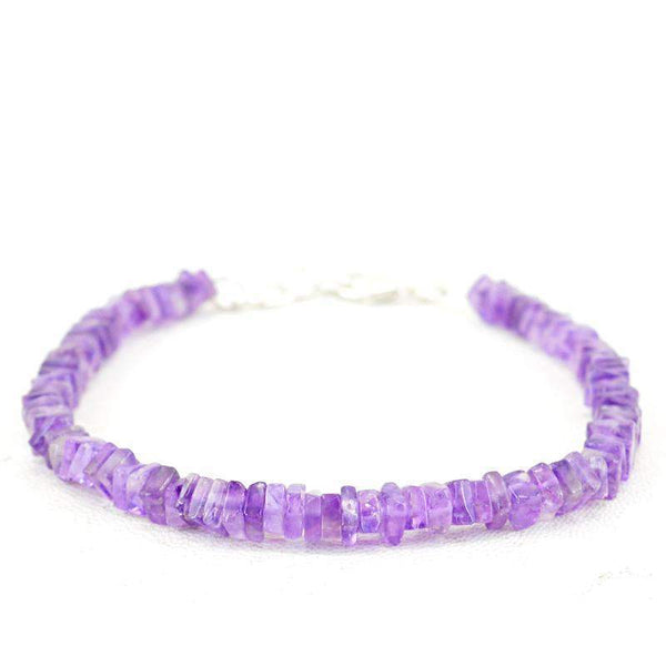 gemsmore:Natural Purple Amethyst Bracelet Untreated Beads