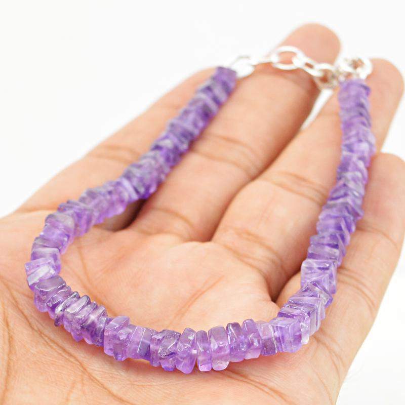 gemsmore:Natural Purple Amethyst Bracelet Untreated Beads