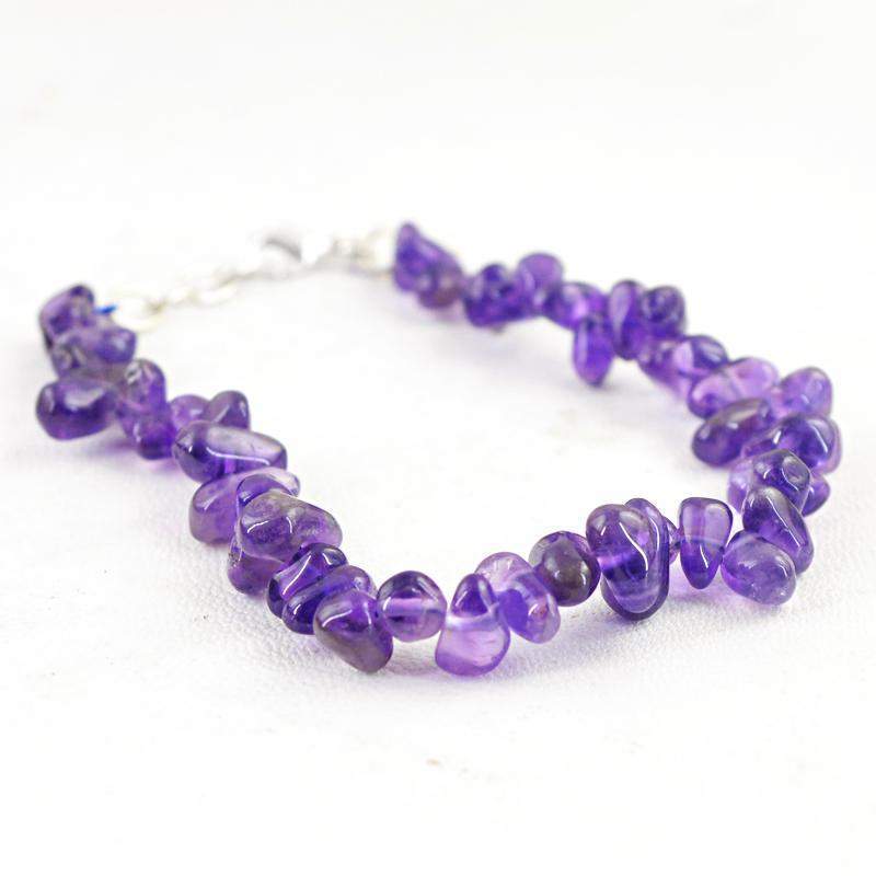 gemsmore:Natural Purple Amethyst Bracelet Untreated Tear Drop Beads